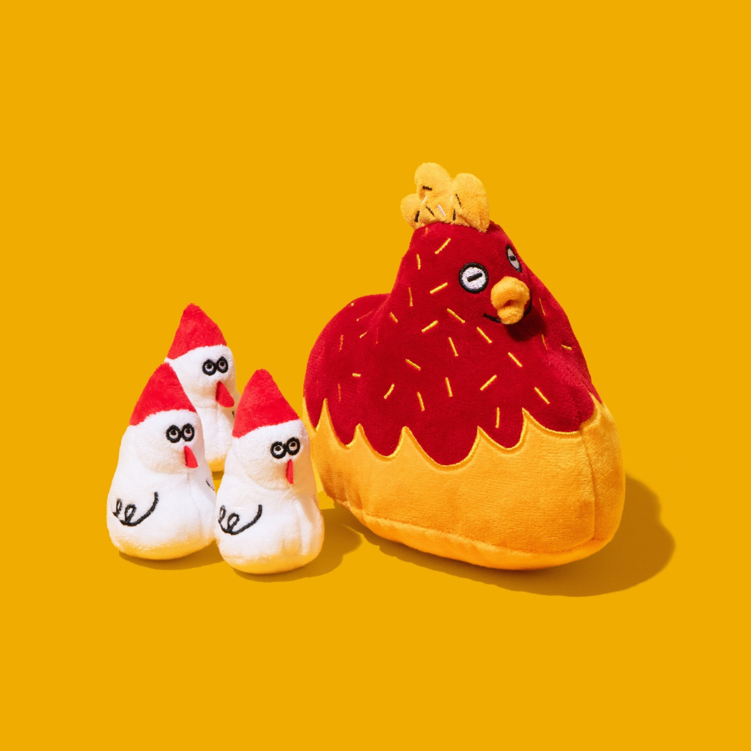 Hen & Chick Squeaky Treat-Hiding Plush Toy