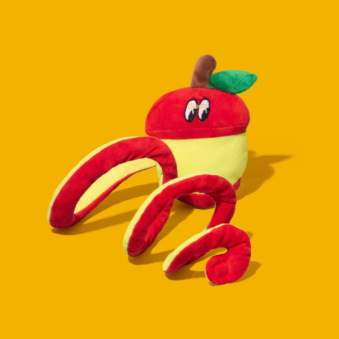Apple Peel Squeaky Treat & Catnip Plush Toy