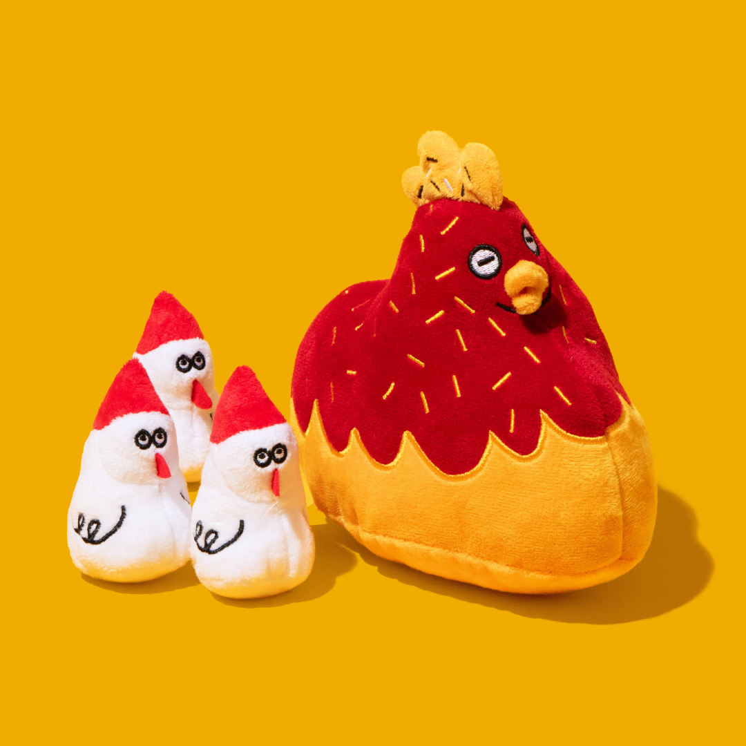 Hen & Chick Squeaky Treat-Hiding Plush Toy