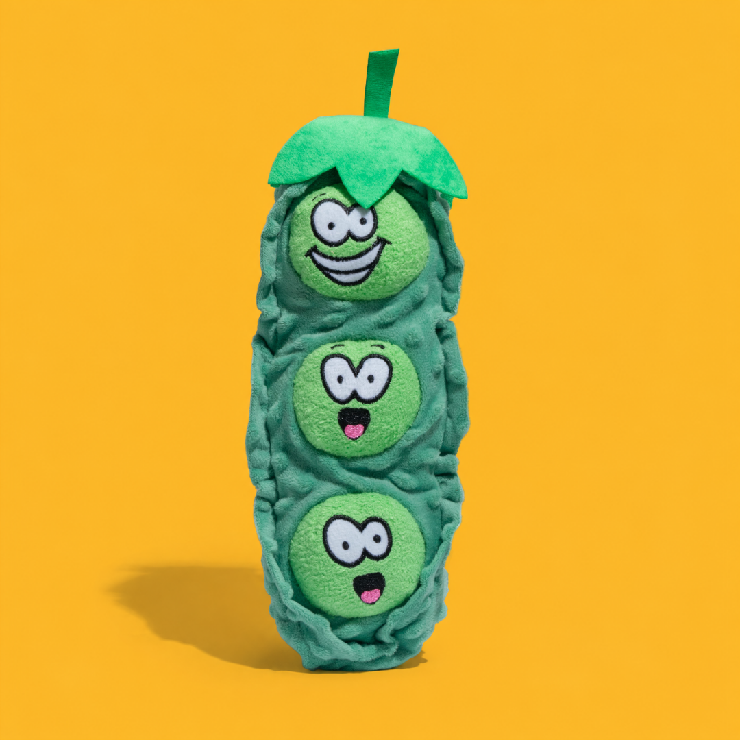 Pea Pod Squeaky Treat-Hiding Plush Toy