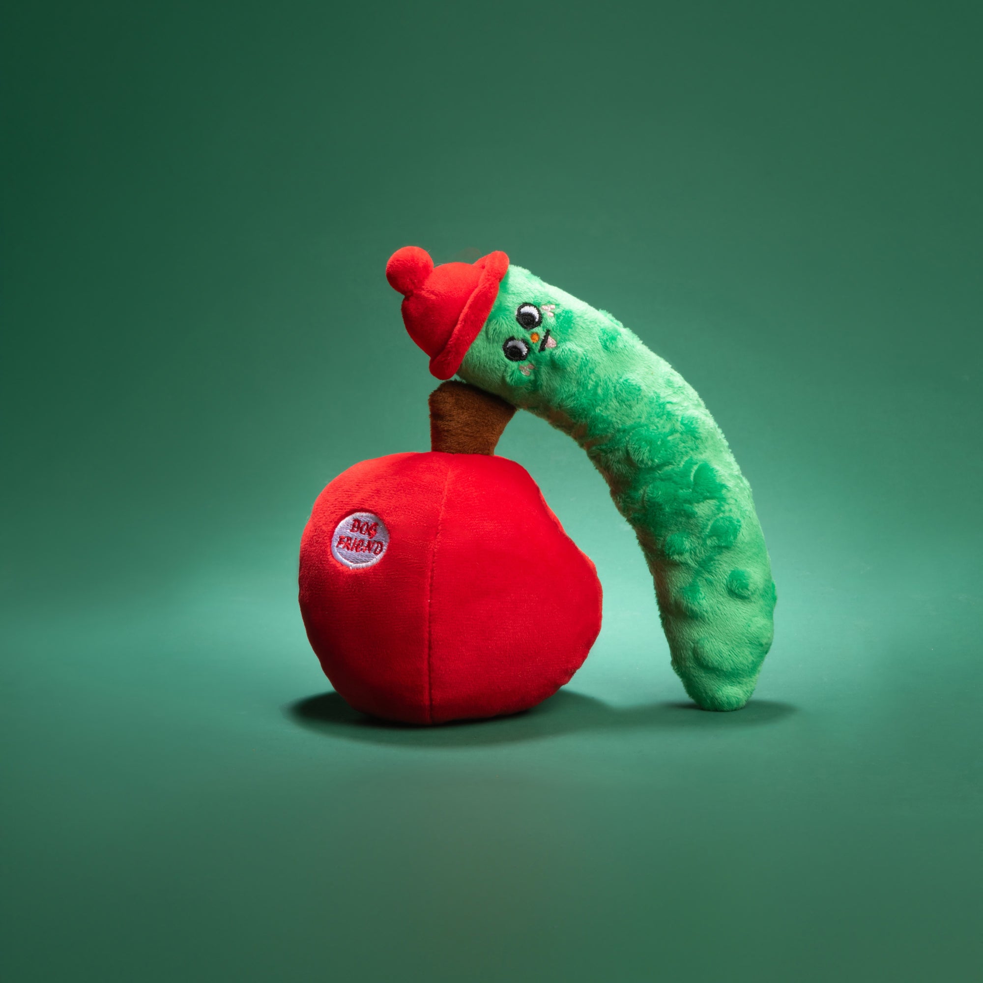 Apple Worm Squeaky Treat & Plush Toy