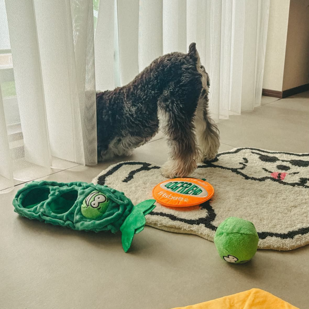Pea Pod Squeaky Treat-Hiding Plush Toy