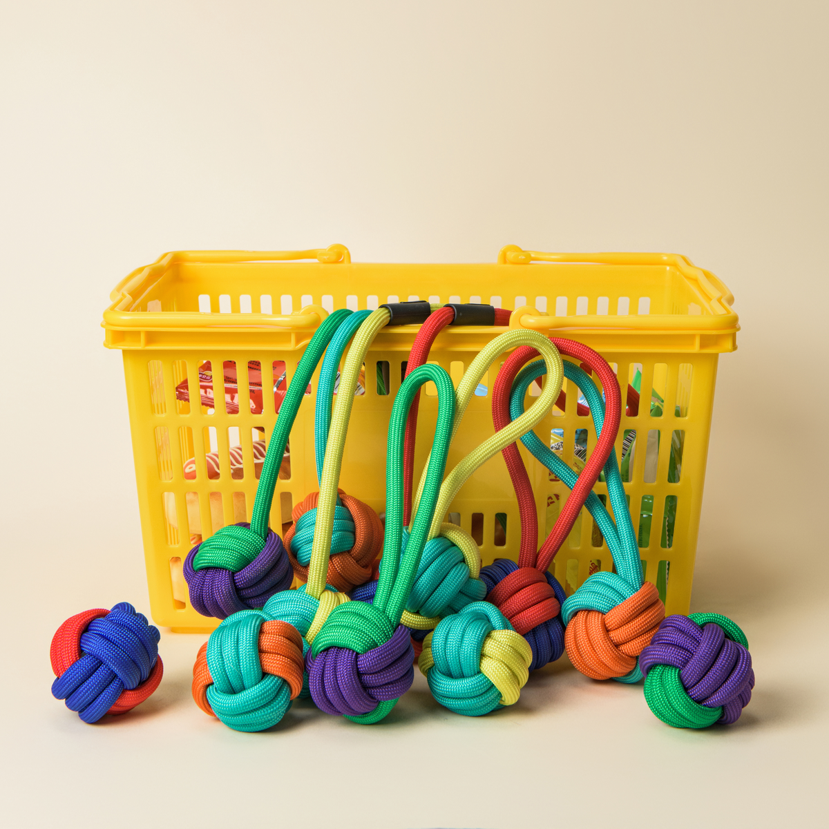 Long Rope Knot Ball Dog Toy