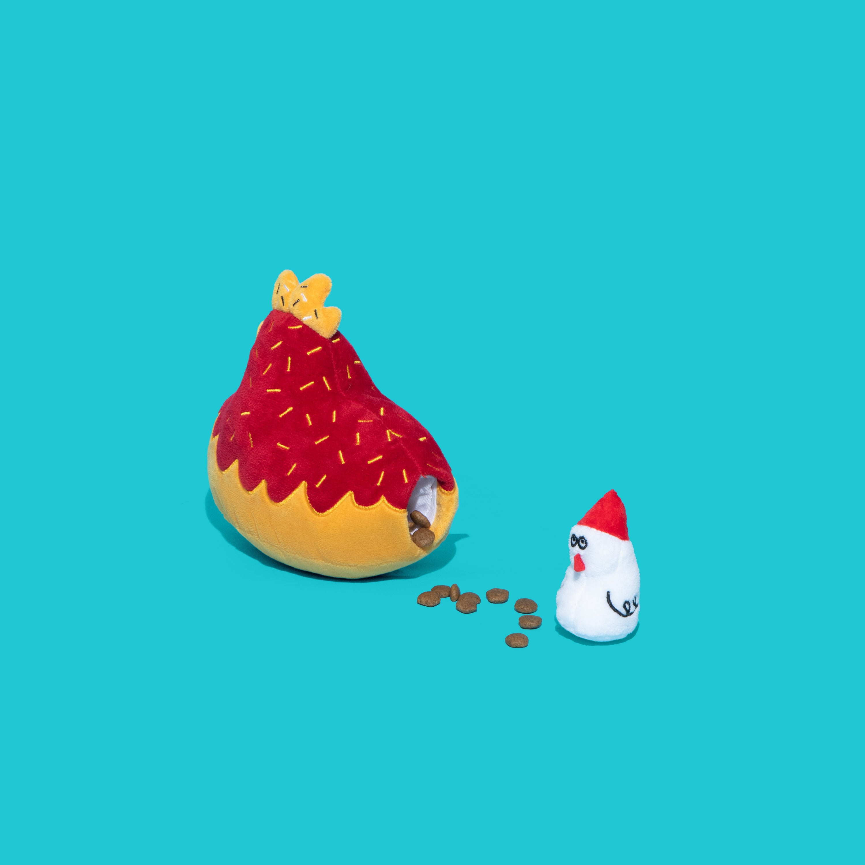 めんどりとひよこの鳴き声でおやつを隠せるぬいぐるみ（犬用）