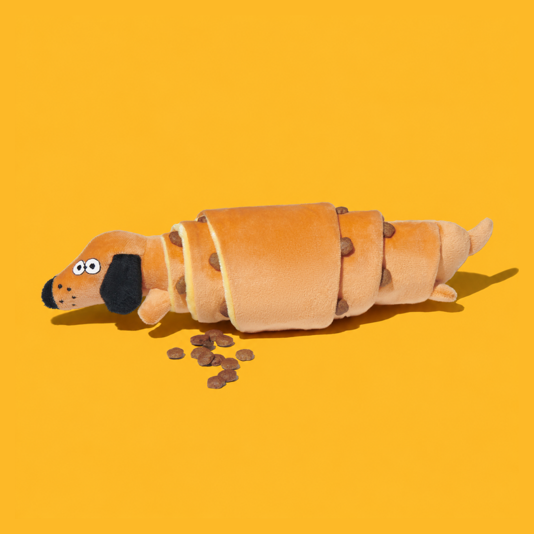 Croissant Squeaky Treat-Hiding Dog Toy
