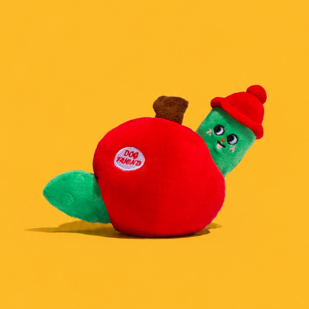 Apple Worm Squeaky Treat & Plush Toy