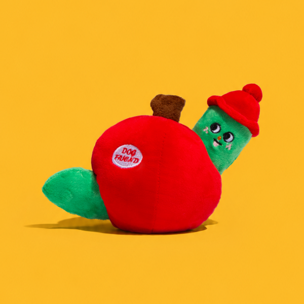 Apple Worm Squeaky Treat & Plush Toy